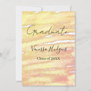 Yellow orange watercolor graduation add name year  invitation