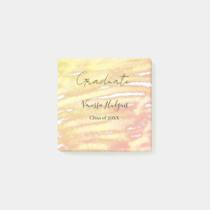 Yellow orange watercolor graduation add name year post-it notes
