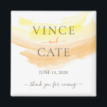 Yellow Orange Watercolor Splash Wedding Magnet<br><div class="desc">Personalise this bright and playful yellow orange watercolor splash themed wedding magnet. Perfect give away gifts for your guests on your wedding.</div>