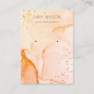 Yellow Orange Watercolor Stud Earring Display Business Card