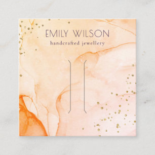 Yellow Orange Watercolor Texture Hair Clip Display Square Business Card