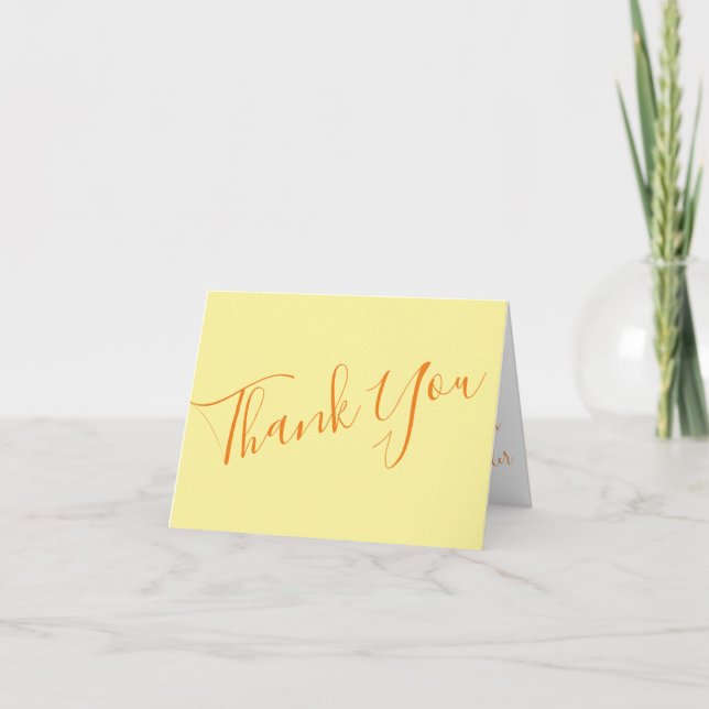 Yellow Orange Wedding Floral Thank You Card (Front)