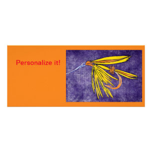 "Yellow & Orange wet fly fly tying fly fishing art Rack Card