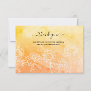 Yellow Orange White Floral Calligraphy Elegant Thank You Card