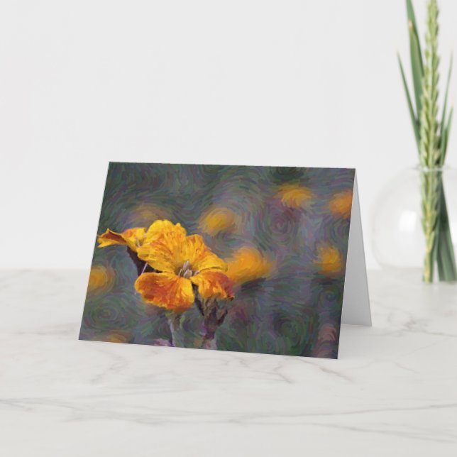 Yellow Orange Wildflower Artsy Note Card (Front)