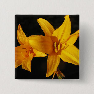 Yellow Orchid 15 Cm Square Badge