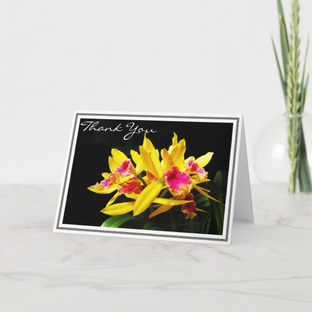 Yellow Orchid Cluster Photograph Blank Note Cards (Front)