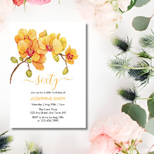 Yellow Orchid Flower Blossom 60th Birthday Invitation
