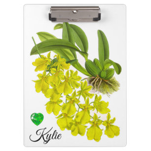 Yellow Orchid Flower Personalised Clipboard