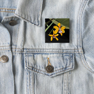 Yellow Orchid Flower Tropical Botanical 15 Cm Square Badge