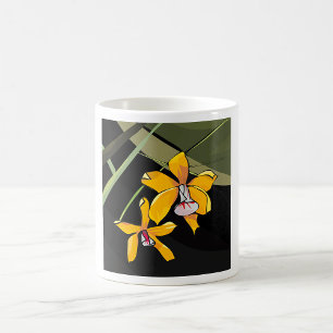Yellow Orchid Flower Tropical Botanical Coffee Mug