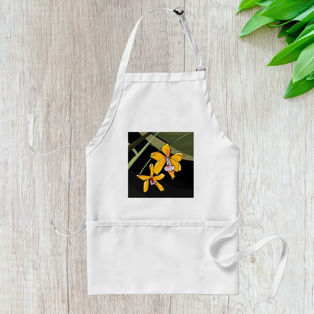 Yellow Orchid Flower Tropical Botanical Standard Apron (Creator Uploaded)