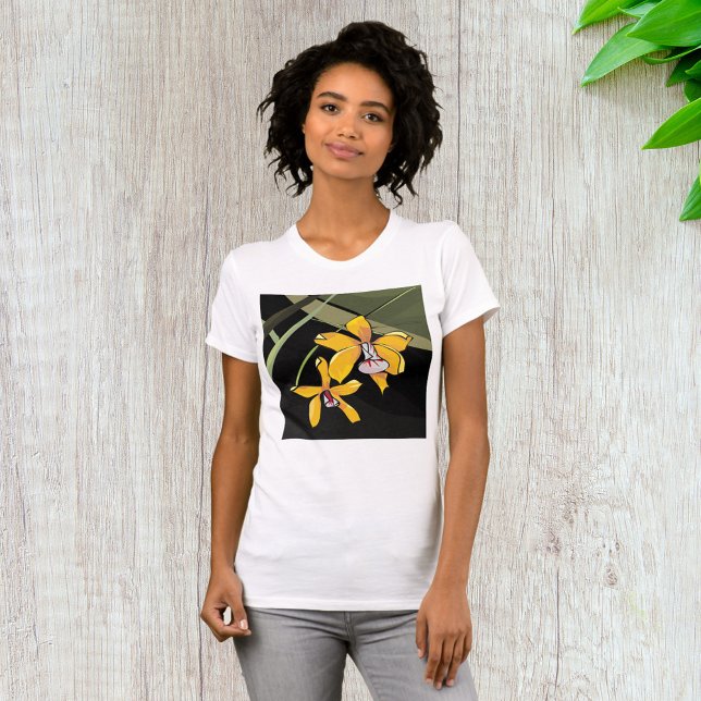 Yellow Orchid Flower Tropical Botanical T-Shirt (Creator Uploaded)