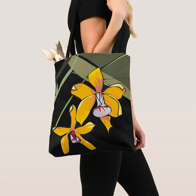Yellow Orchid Flower Tropical Botanical Tote Bag (Creator Uploaded)