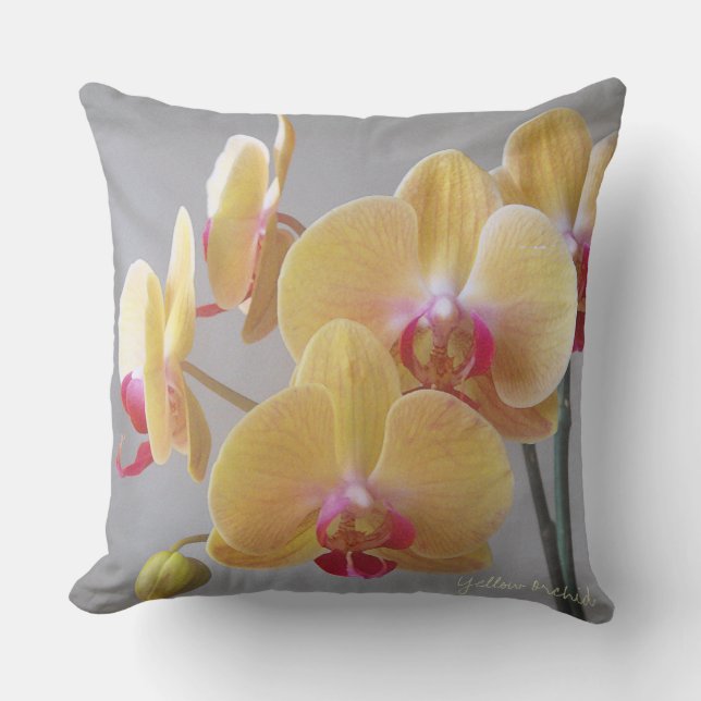 Yellow Orchid Flowers Cushion (Front)