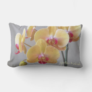 Yellow Orchid Flowers Lumbar Cushion