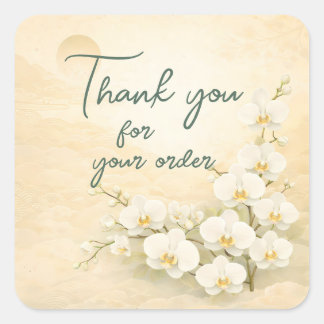 Yellow orchid Thank You For your order Square Sticker