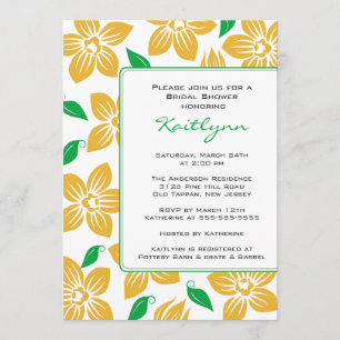 Yellow Orchids Frame Bridal Shower Invitation