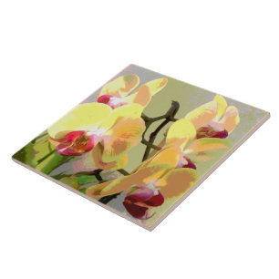 Yellow Orchids in the afternoon sun Ceramic Tile