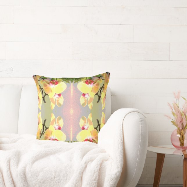 Yellow Orchids Pattern Cushion (Couch)