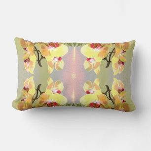 Yellow Orchids Pattern Lumbar Cushion