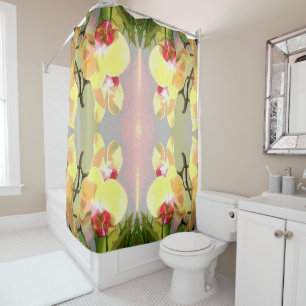 Yellow Orchids Pattern Shower Curtain
