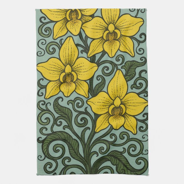 Yellow Orchids                                     Tea Towel (Vertical)