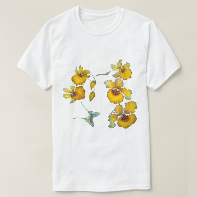 Yellow Orchids Transparent Background  T-Shirt (Design Front)