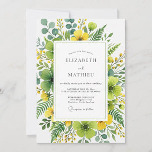 Yellow Organic Botanical Wedding Invitation