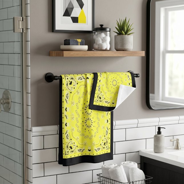 Yellow oriental design bath towel set (Creator Uploaded)