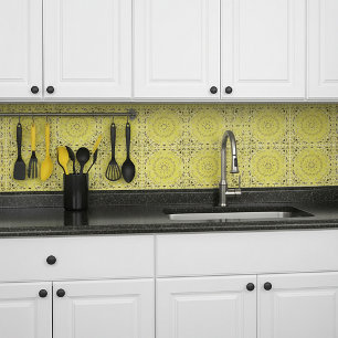 Yellow oriental design ceramic tile