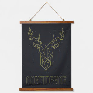 Yellow origami deer affirmation poster. confidence hanging tapestry