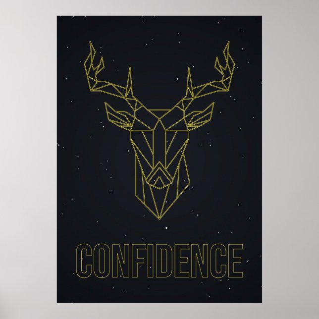 Yellow origami deer affirmation poster. confidence poster (Front)