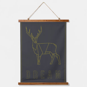 Yellow origami deer affirmation poster. dream  hanging tapestry