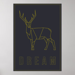 Yellow origami deer affirmation poster. dream poster