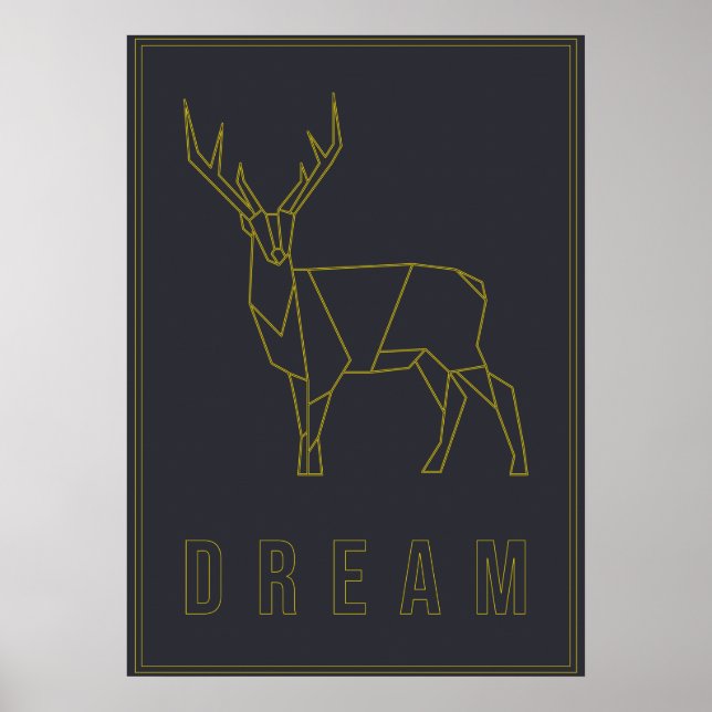 Yellow origami deer affirmation poster. dream poster (Front)