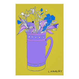 Yellow Original Colourful Flowers In A Mug Poster