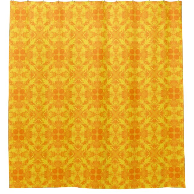Yellow ornament shower curtain (Front)