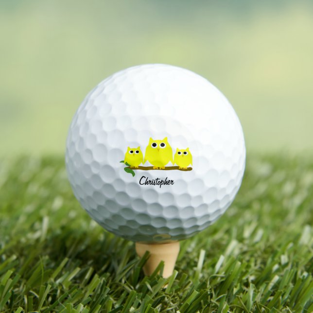 Yellow Owl Design Personalised Golf Balls (Insitu Tee)