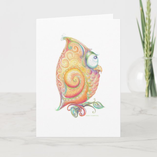 Yellow Owl Greeting Card (Front)