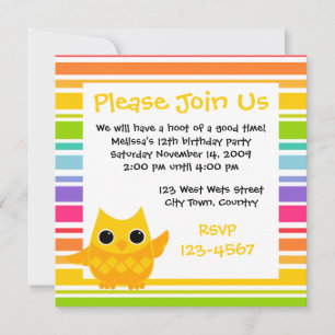 Yellow Owl Invitation