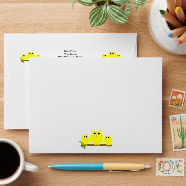 Yellow Owls Design Envelope (Desk)