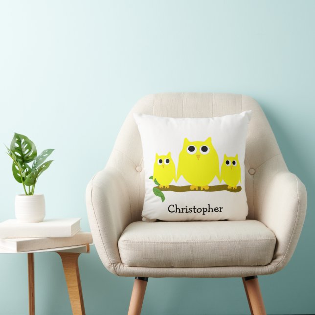 Yellow Owls Design Personalised Cushion (Chair)