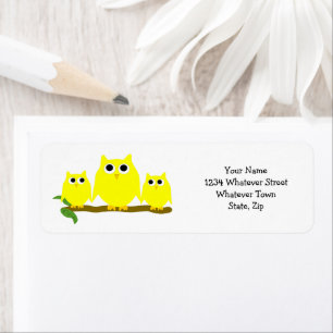 Yellow Owls Design Return Address Label