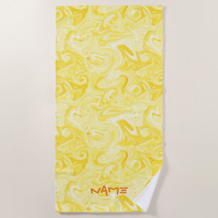 Yellow Paint Art NAME Orange Modern Surfer Ocean Beach Towel
