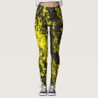 Yellow Paint Brush Splatter Leggings