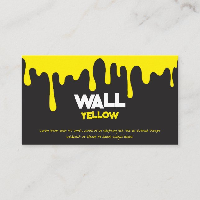 Yellow Paint Dripping Melting Honey Ink Splash Business Card (Front)