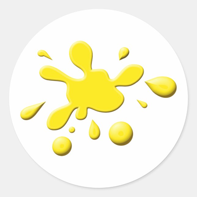 Yellow Paint Splodge Classic Round Sticker (Front)