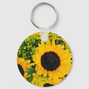 Yellow painted sunflowers key ring