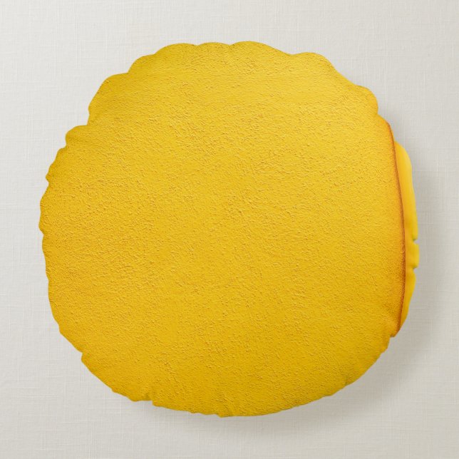 Yellow painted wall round cushion (Front)